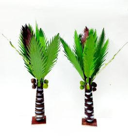 indian artisan hand making wooden coconut tree 1 ft