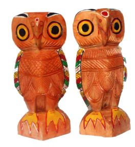indin artisan hand making wooden home decor owl 18 cm