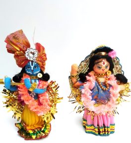 handicraft wood doll radha krishna 14 cm home decor
