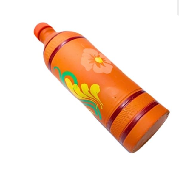 Terracotta Clay Water Bottle, Handmade Earthen Mitti Water Bottle, Handcrafted Terracotta Water Bottle Set Of 1, Brown Fine Finish 1 liters - Image 2