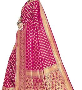 Pure Kanchipuram Kanjivaram Silk Saree For Women With Zari And Smooth Thread Weaving All Over Saree Attach With Unstitch Blouse Piece