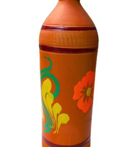Terracotta Clay Water Bottle, Handmade Earthen Mitti Water Bottle, Handcrafted Terracotta Water Bottle Set Of 1, Brown Fine Finish 1 liters