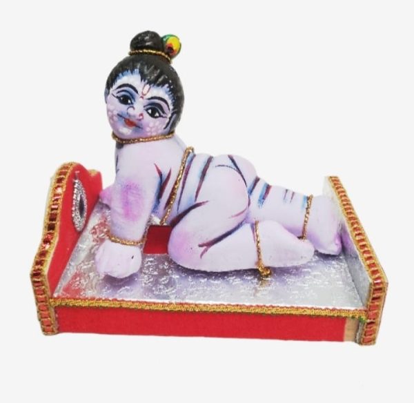 Krishna Murti Clay Golu Bommai - 9.5 x 4 Inches | Giri Golu Doll/ Navaratri Golu Bomma/ Gombe/ Bommai