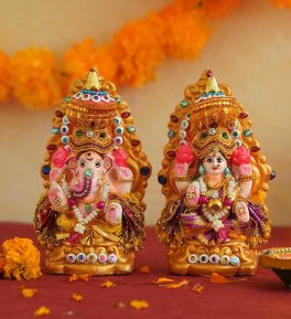 laxmi ganesh idol for diwali poionoja decorat 18 cm 10 cm  10 cm 1 pair set