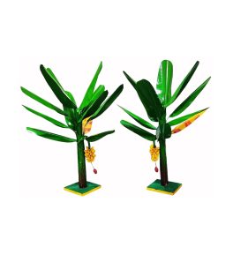 Artificial Banana Tree for Pooja - Metal Banana Trees for Decoration (16 Inches) golu dolls decor 1pair set