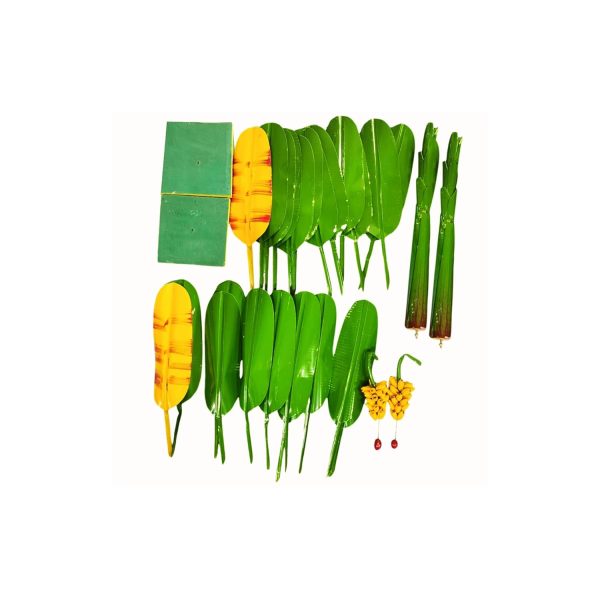 Artificial Banana Tree for Pooja - Metal Banana Trees for Decoration (16 Inches) golu dolls decor 1pair set - Image 2