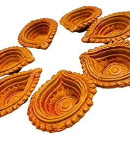 India Clay  handicrafts 15 Diyas Diya Deepak Earthen Assorted Colorful Set - Diwali Decoration Puja - Handpainted Diya for Home Indoor Outdoor Diwali Design...
